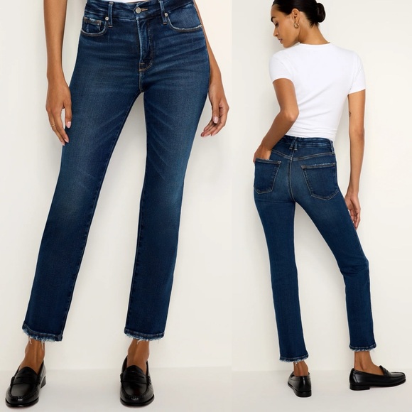 GOOD AMERICAN Cropped Jeans Indigo Blue Size 6 - Picture 3 of 16